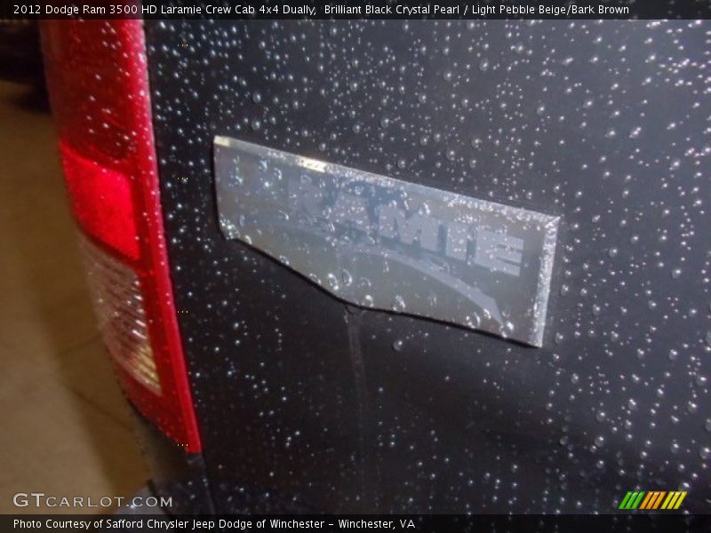 Brilliant Black Crystal Pearl / Light Pebble Beige/Bark Brown 2012 Dodge Ram 3500 HD Laramie Crew Cab 4x4 Dually