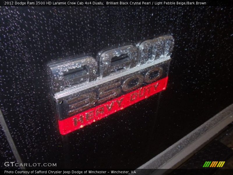 Brilliant Black Crystal Pearl / Light Pebble Beige/Bark Brown 2012 Dodge Ram 3500 HD Laramie Crew Cab 4x4 Dually