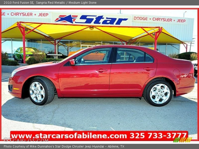Sangria Red Metallic / Medium Light Stone 2010 Ford Fusion SE