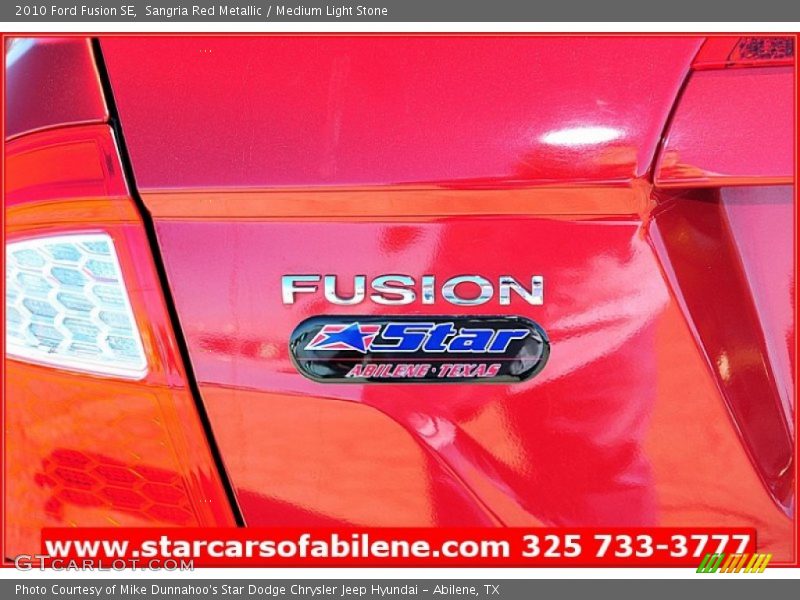 Sangria Red Metallic / Medium Light Stone 2010 Ford Fusion SE