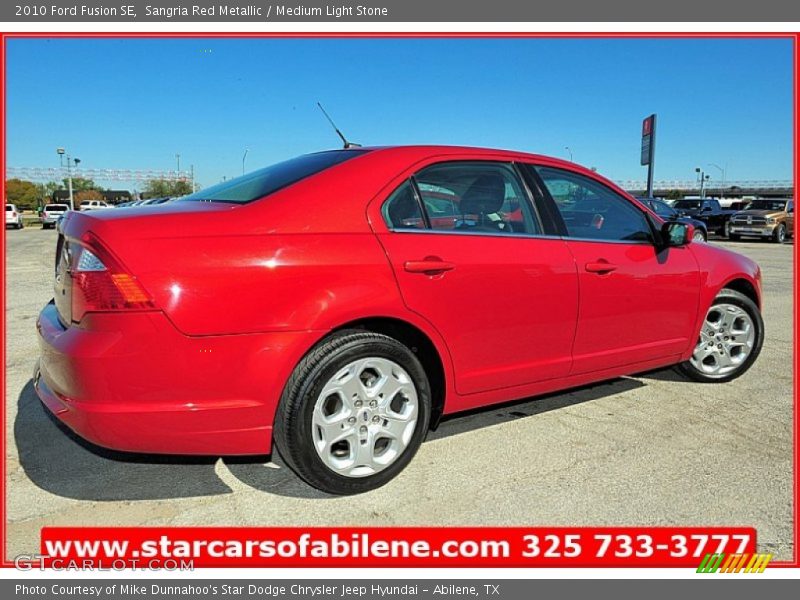 Sangria Red Metallic / Medium Light Stone 2010 Ford Fusion SE