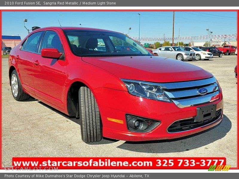 Sangria Red Metallic / Medium Light Stone 2010 Ford Fusion SE