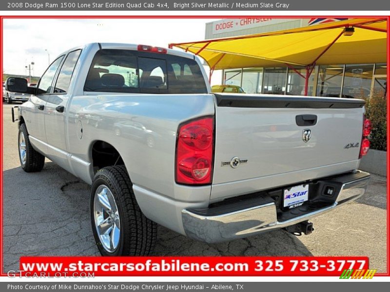 Bright Silver Metallic / Medium Slate Gray 2008 Dodge Ram 1500 Lone Star Edition Quad Cab 4x4