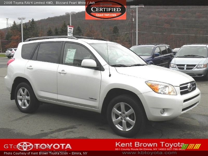 Blizzard Pearl White / Ash 2008 Toyota RAV4 Limited 4WD
