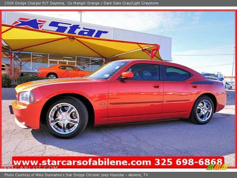 Go Mango! Orange / Dark Slate Gray/Light Graystone 2006 Dodge Charger R/T Daytona