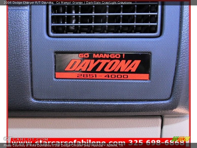Go Mango! Orange / Dark Slate Gray/Light Graystone 2006 Dodge Charger R/T Daytona