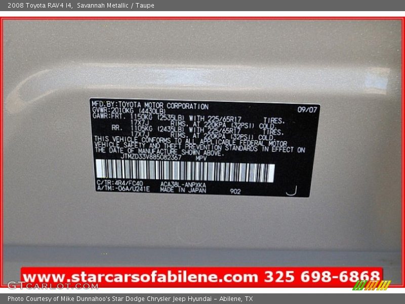 Savannah Metallic / Taupe 2008 Toyota RAV4 I4