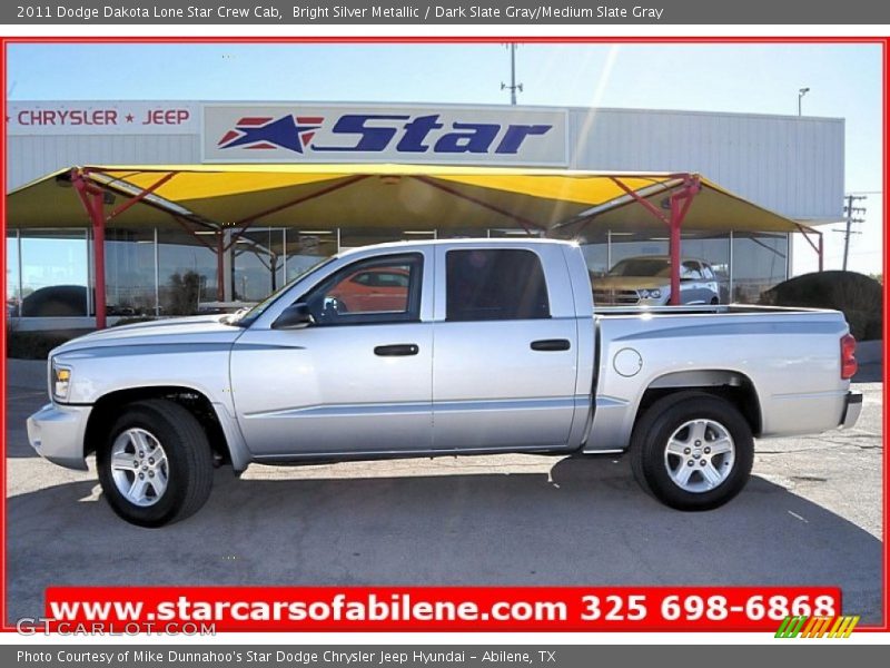 Bright Silver Metallic / Dark Slate Gray/Medium Slate Gray 2011 Dodge Dakota Lone Star Crew Cab
