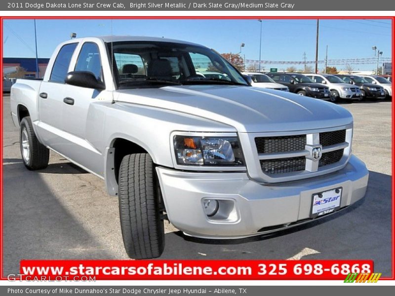 Bright Silver Metallic / Dark Slate Gray/Medium Slate Gray 2011 Dodge Dakota Lone Star Crew Cab