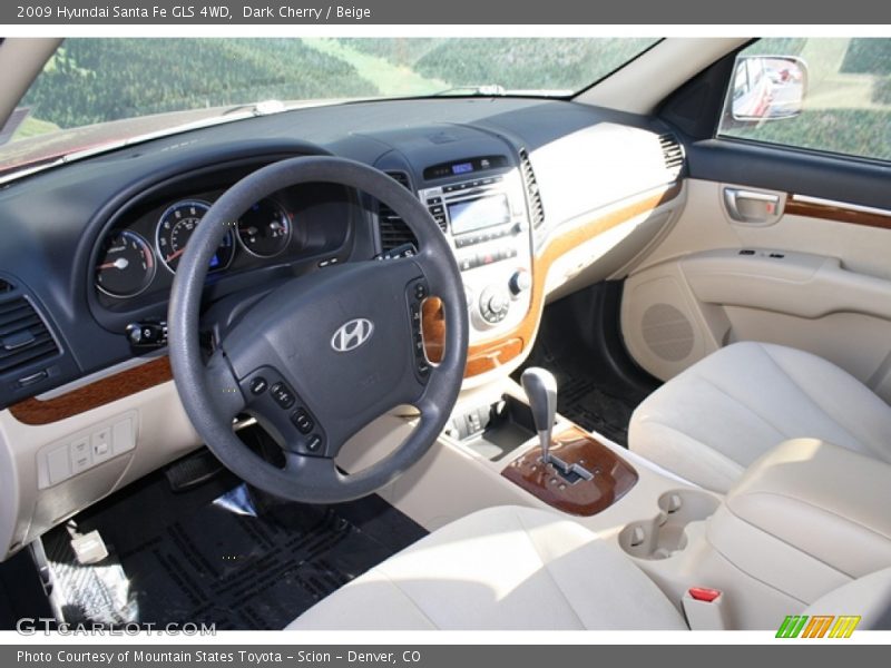 Dark Cherry / Beige 2009 Hyundai Santa Fe GLS 4WD