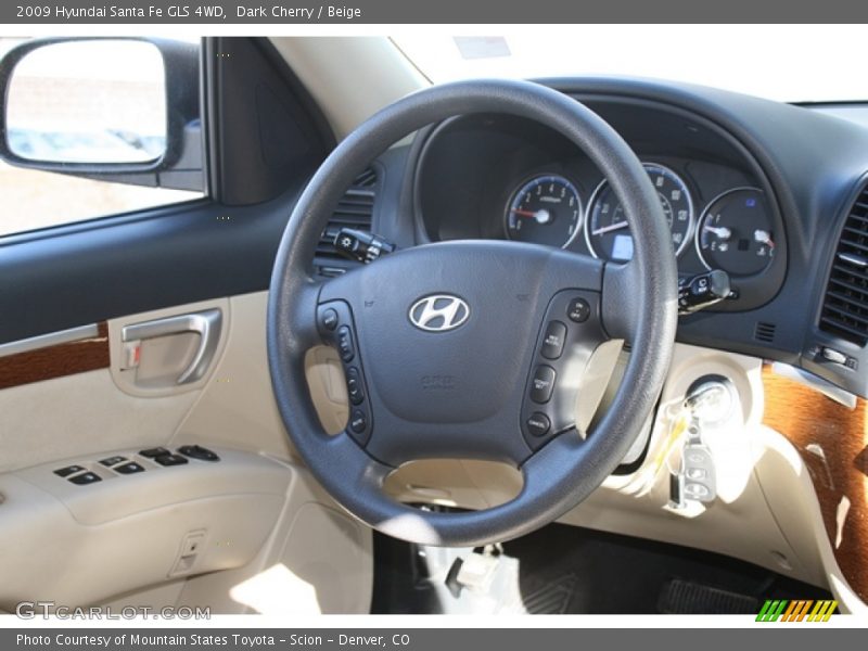 Dark Cherry / Beige 2009 Hyundai Santa Fe GLS 4WD