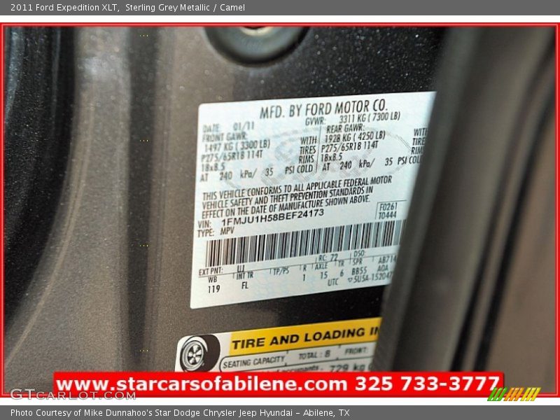 Sterling Grey Metallic / Camel 2011 Ford Expedition XLT