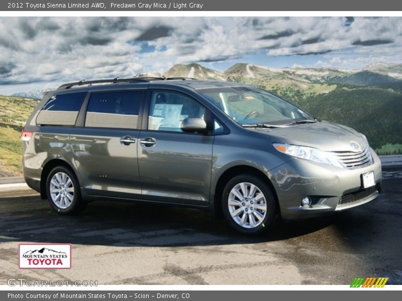 Predawn Gray Mica / Light Gray 2012 Toyota Sienna Limited AWD