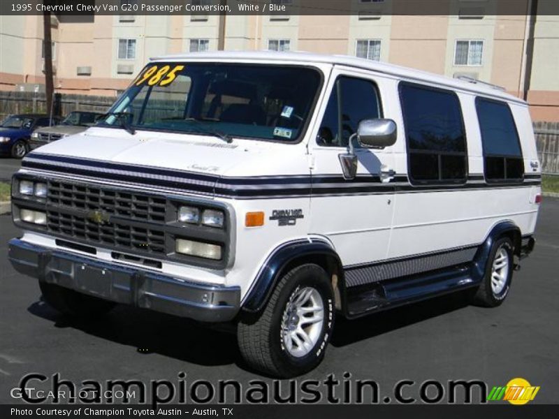 White / Blue 1995 Chevrolet Chevy Van G20 Passenger Conversion