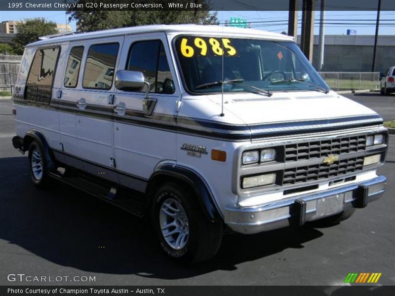 White / Blue 1995 Chevrolet Chevy Van G20 Passenger Conversion