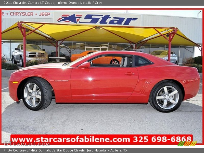 Inferno Orange Metallic / Gray 2011 Chevrolet Camaro LT Coupe
