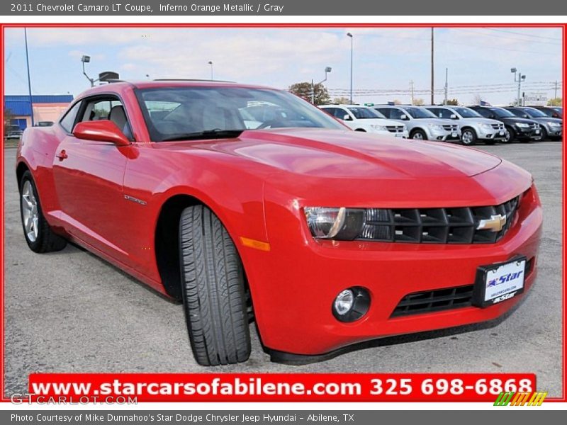 Inferno Orange Metallic / Gray 2011 Chevrolet Camaro LT Coupe