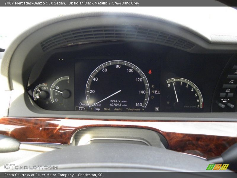 Obsidian Black Metallic / Grey/Dark Grey 2007 Mercedes-Benz S 550 Sedan