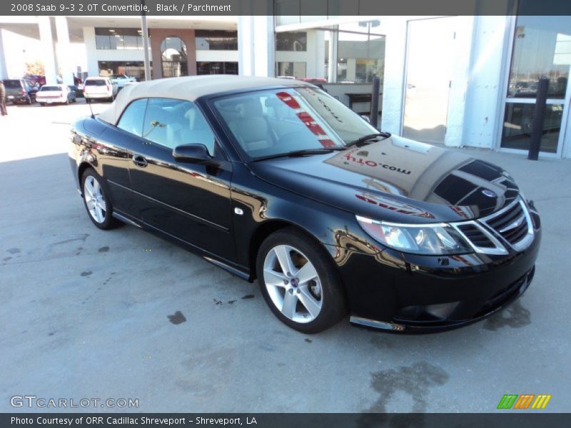 Black / Parchment 2008 Saab 9-3 2.0T Convertible