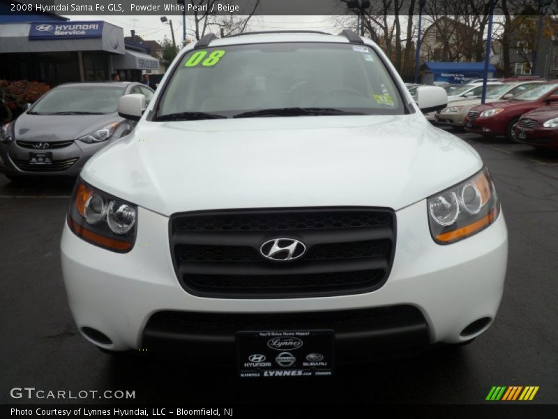 Powder White Pearl / Beige 2008 Hyundai Santa Fe GLS