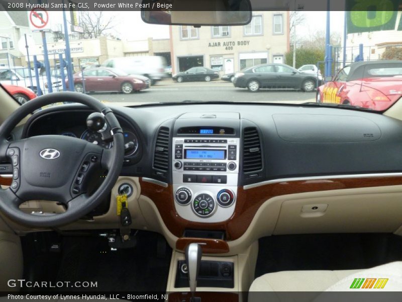 Powder White Pearl / Beige 2008 Hyundai Santa Fe GLS