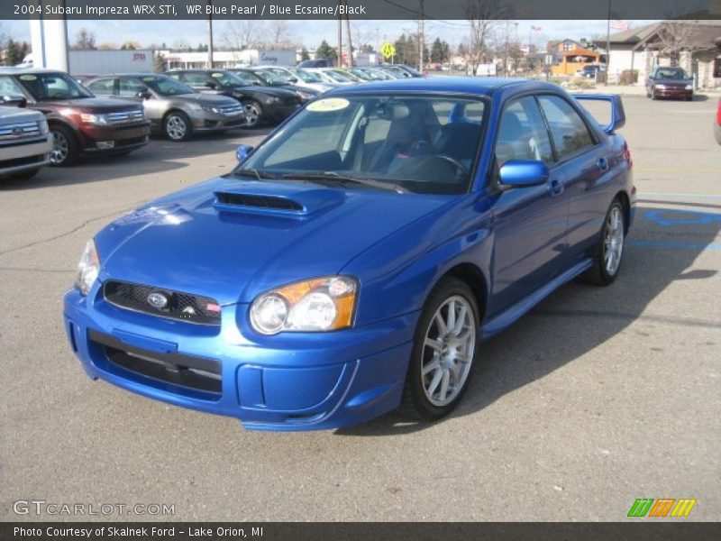 WR Blue Pearl / Blue Ecsaine/Black 2004 Subaru Impreza WRX STi