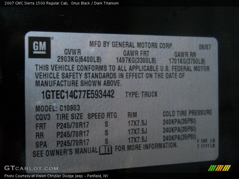 Onyx Black / Dark Titanium 2007 GMC Sierra 1500 Regular Cab