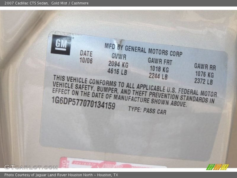 Gold Mist / Cashmere 2007 Cadillac CTS Sedan