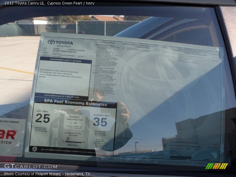 Cypress Green Pearl / Ivory 2012 Toyota Camry LE
