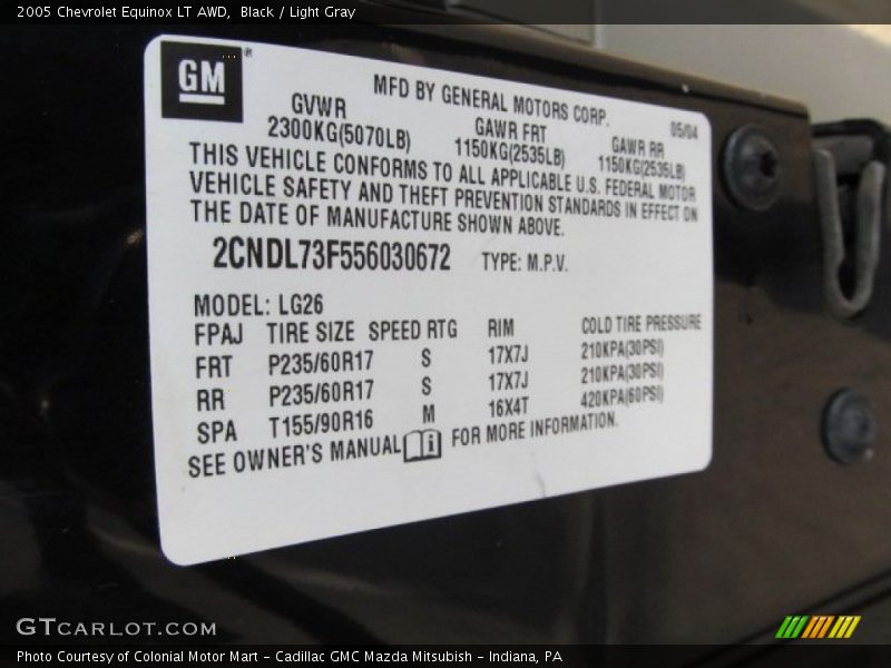 Black / Light Gray 2005 Chevrolet Equinox LT AWD