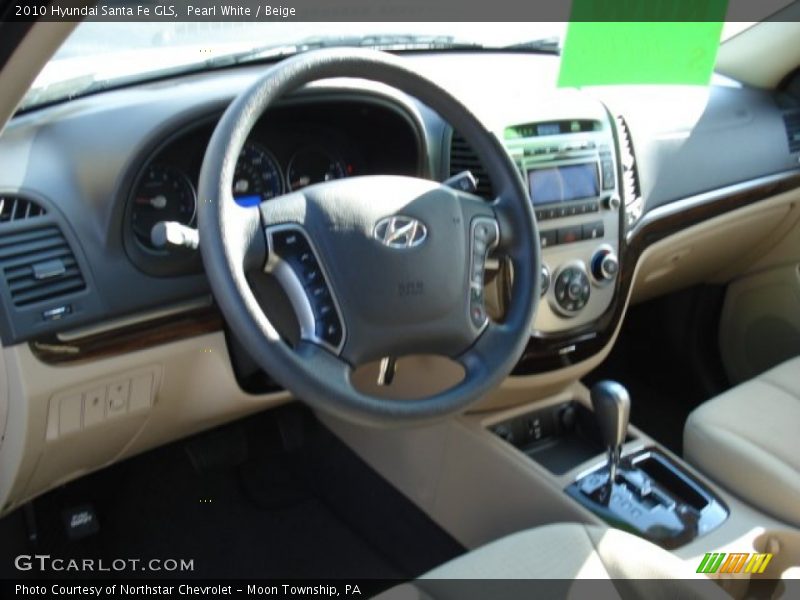 Pearl White / Beige 2010 Hyundai Santa Fe GLS