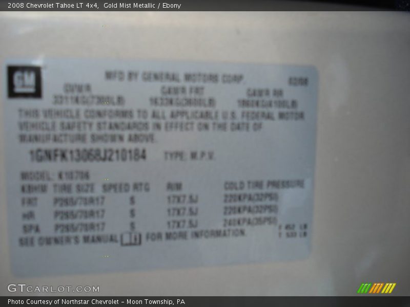 Gold Mist Metallic / Ebony 2008 Chevrolet Tahoe LT 4x4