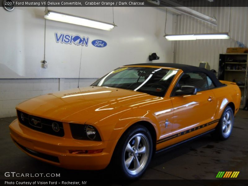Grabber Orange / Dark Charcoal 2007 Ford Mustang V6 Deluxe Convertible
