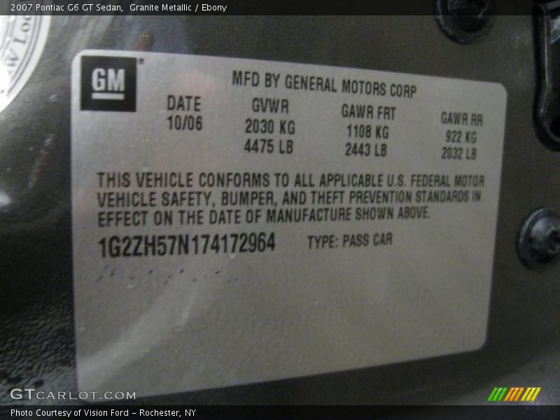 Granite Metallic / Ebony 2007 Pontiac G6 GT Sedan