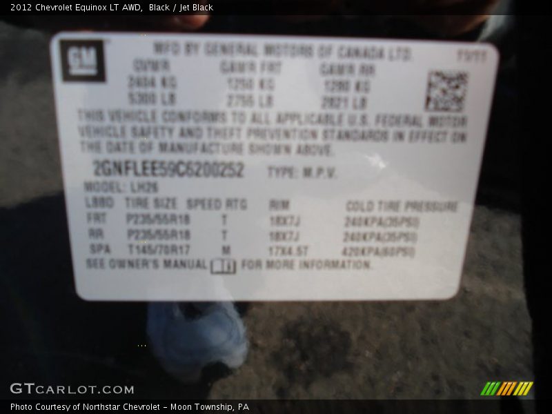 Black / Jet Black 2012 Chevrolet Equinox LT AWD