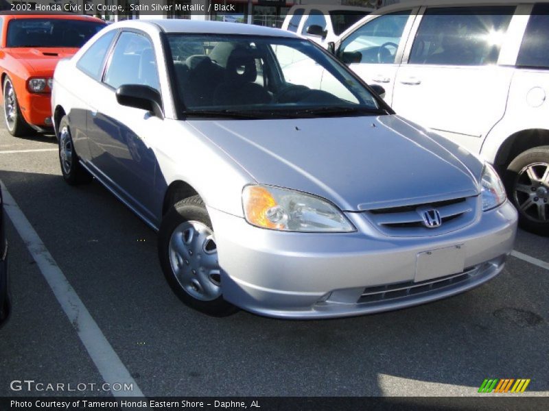 Satin Silver Metallic / Black 2002 Honda Civic LX Coupe