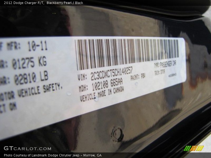 Blackberry Pearl / Black 2012 Dodge Charger R/T