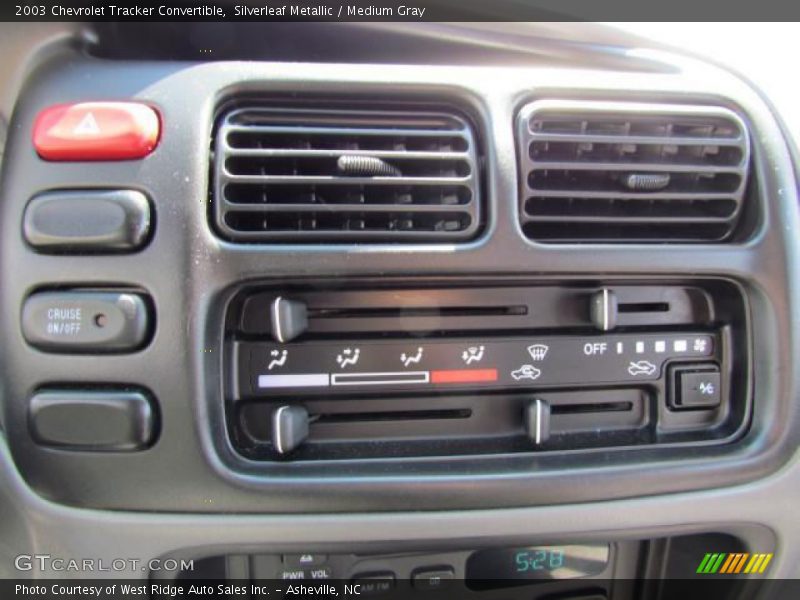 Controls of 2003 Tracker Convertible