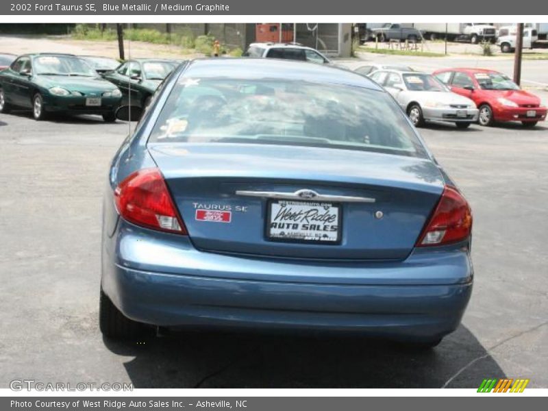Blue Metallic / Medium Graphite 2002 Ford Taurus SE