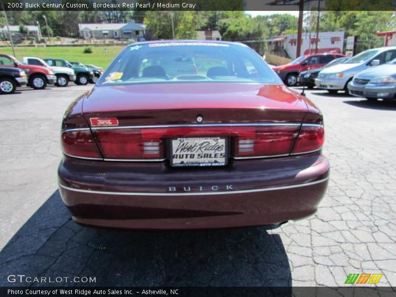 Bordeaux Red Pearl / Medium Gray 2002 Buick Century Custom