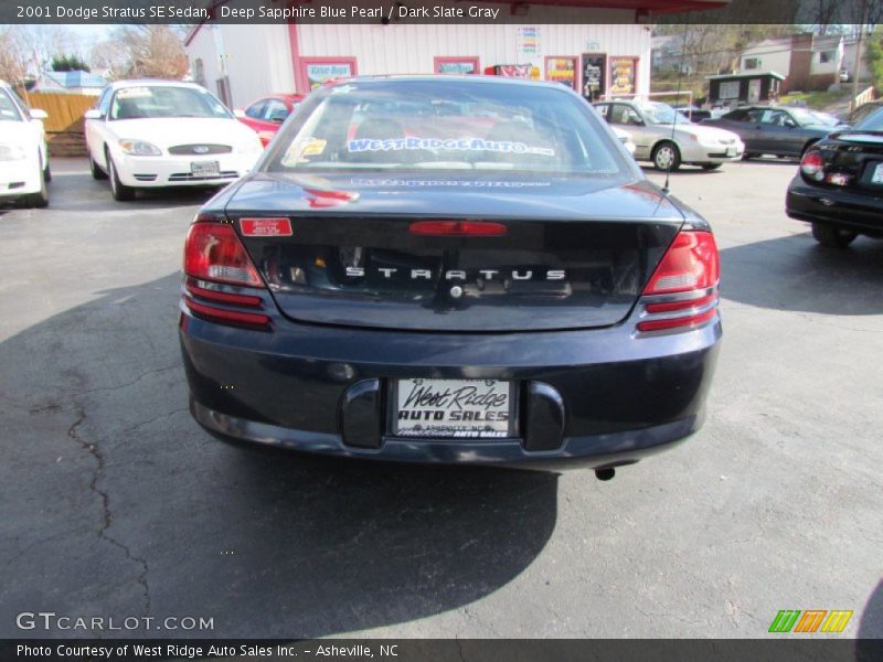 Deep Sapphire Blue Pearl / Dark Slate Gray 2001 Dodge Stratus SE Sedan