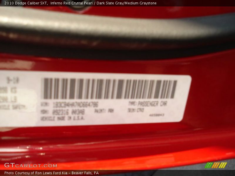Inferno Red Crystal Pearl / Dark Slate Gray/Medium Graystone 2010 Dodge Caliber SXT