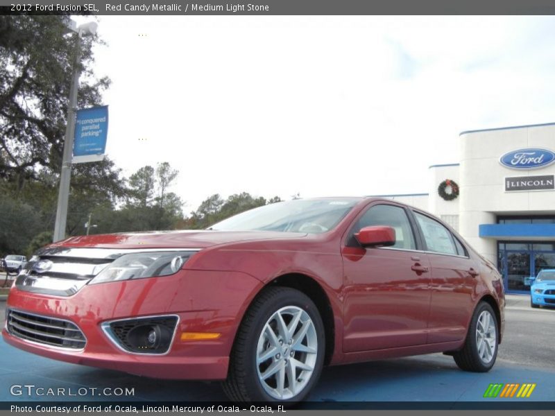 Red Candy Metallic / Medium Light Stone 2012 Ford Fusion SEL
