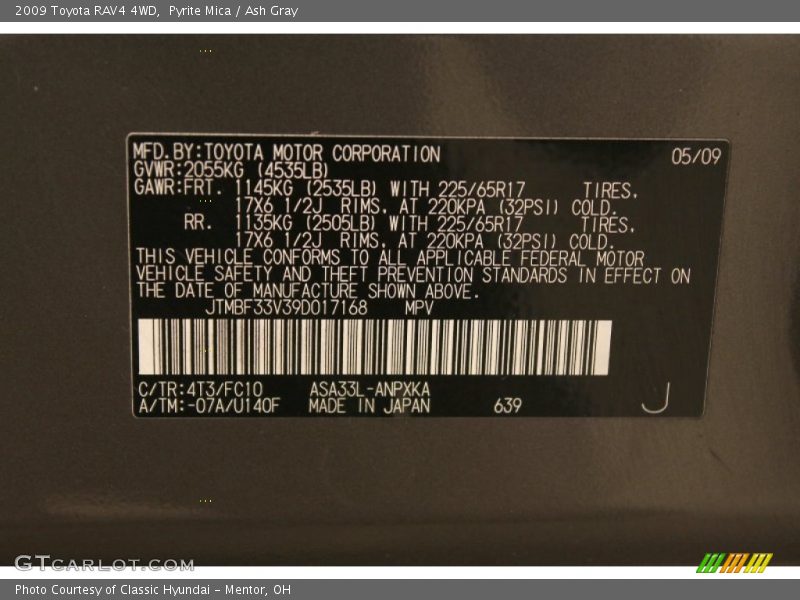 Pyrite Mica / Ash Gray 2009 Toyota RAV4 4WD