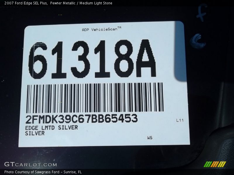 Pewter Metallic / Medium Light Stone 2007 Ford Edge SEL Plus