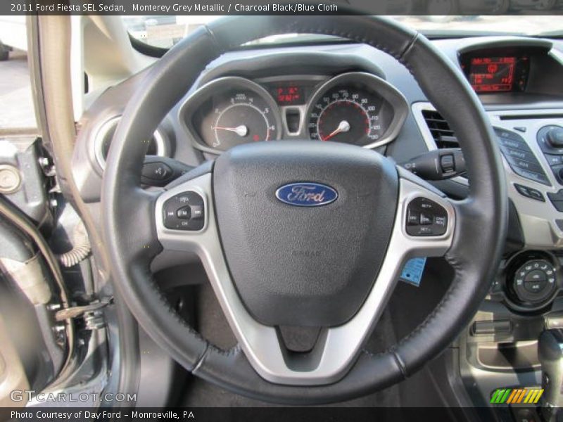 Monterey Grey Metallic / Charcoal Black/Blue Cloth 2011 Ford Fiesta SEL Sedan