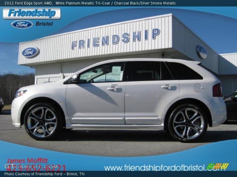 White Platinum Metallic Tri-Coat / Charcoal Black/Silver Smoke Metallic 2012 Ford Edge Sport AWD