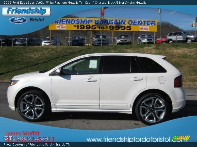 White Platinum Metallic Tri-Coat / Charcoal Black/Silver Smoke Metallic 2012 Ford Edge Sport AWD
