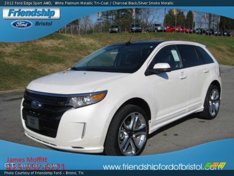 White Platinum Metallic Tri-Coat / Charcoal Black/Silver Smoke Metallic 2012 Ford Edge Sport AWD