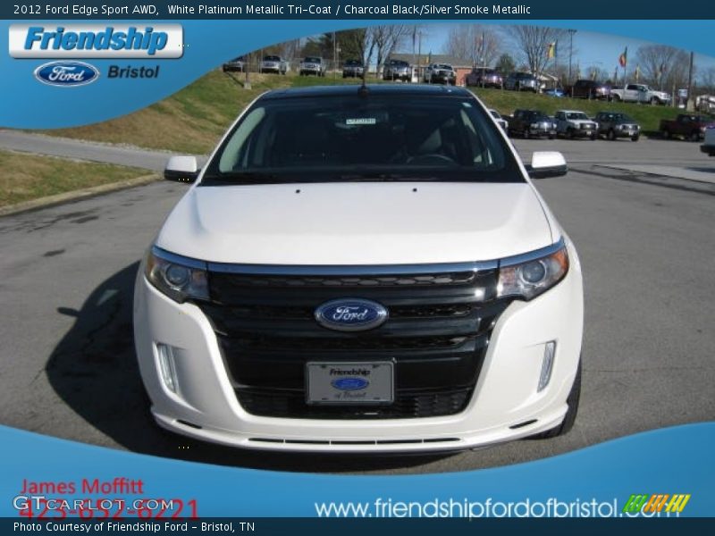 White Platinum Metallic Tri-Coat / Charcoal Black/Silver Smoke Metallic 2012 Ford Edge Sport AWD